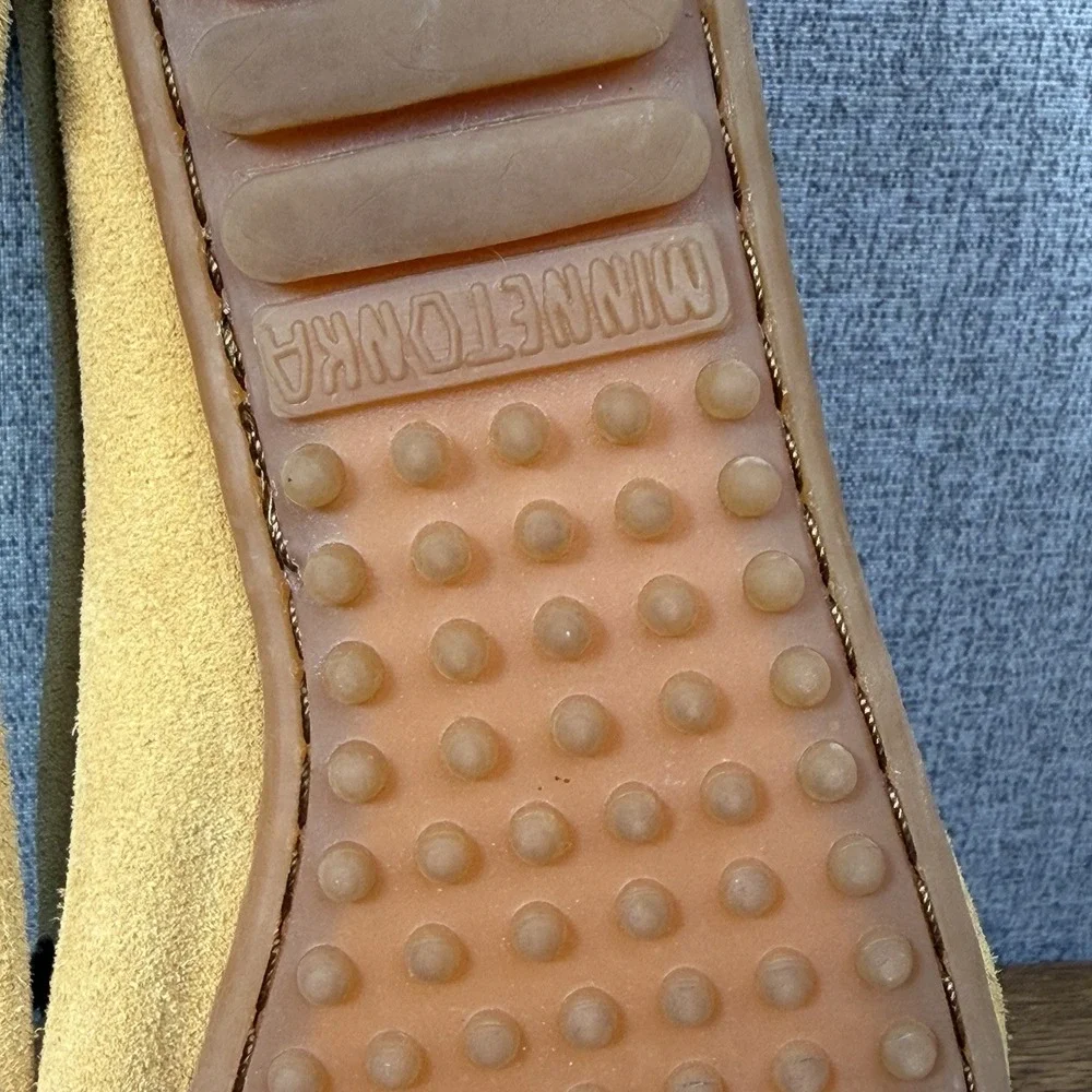 MINNETONKA Women's Side 7 Moccasins Leather Slip On Loafers Shoes 407 Tan
